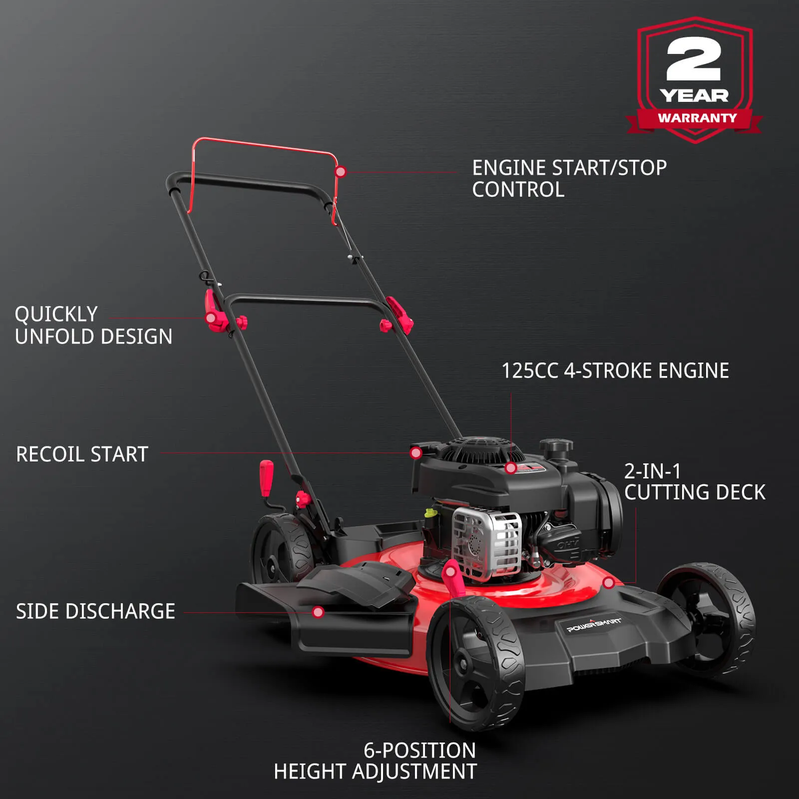 21" 125cc Gas Push 2-1 Lawn Mower w/ B&S 300E Engine B8721C