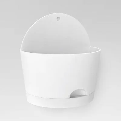 2pc Self-Watering Wall Half-Circle Indoor Outdoor Planter Pots White 8"x4.75" - Room Essentials: Polypropylene, No Assembly Required