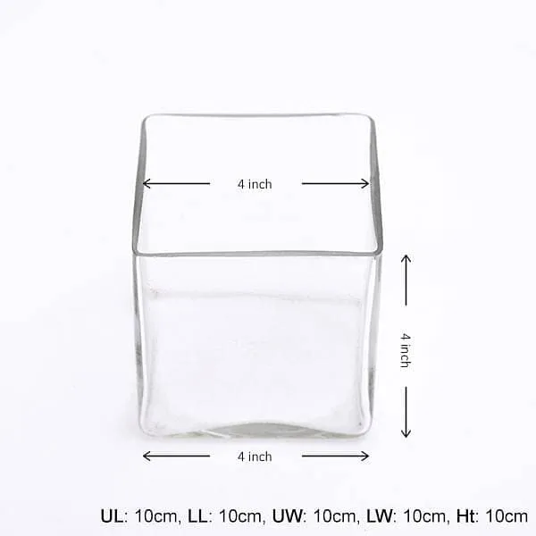 4 Inch (10 cm) Square Glass Vase