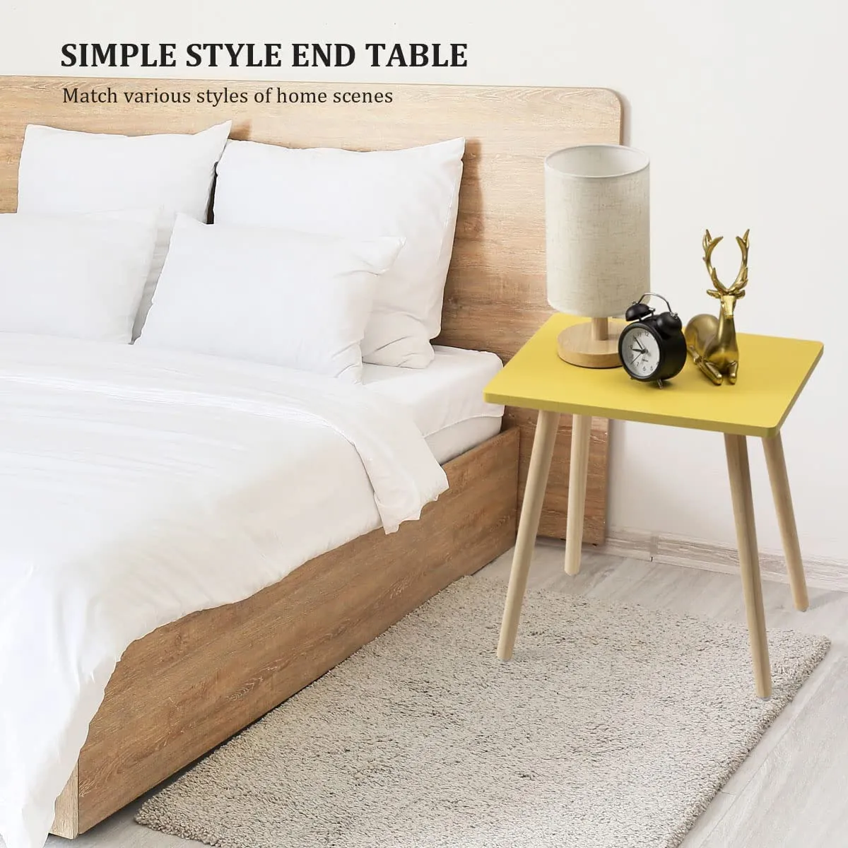 AALIYA MART Wooden Handmade Beautiful End Table Coffee Table Side Table Bedside Table Nightstand for Living Room Bedroom Dining Room Kitchen Office (Yellow)