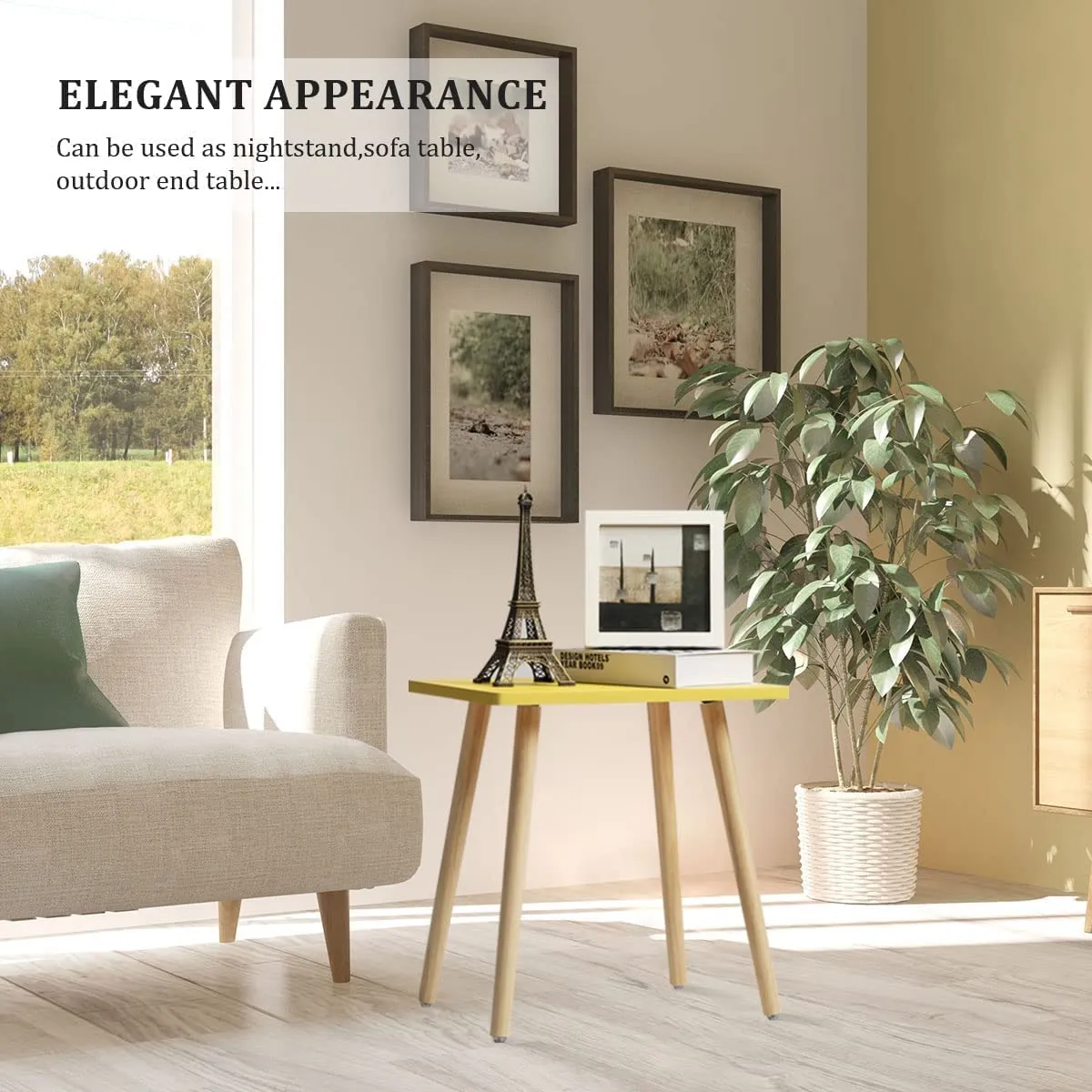 AALIYA MART Wooden Handmade Beautiful End Table Coffee Table Side Table Bedside Table Nightstand for Living Room Bedroom Dining Room Kitchen Office (Yellow)
