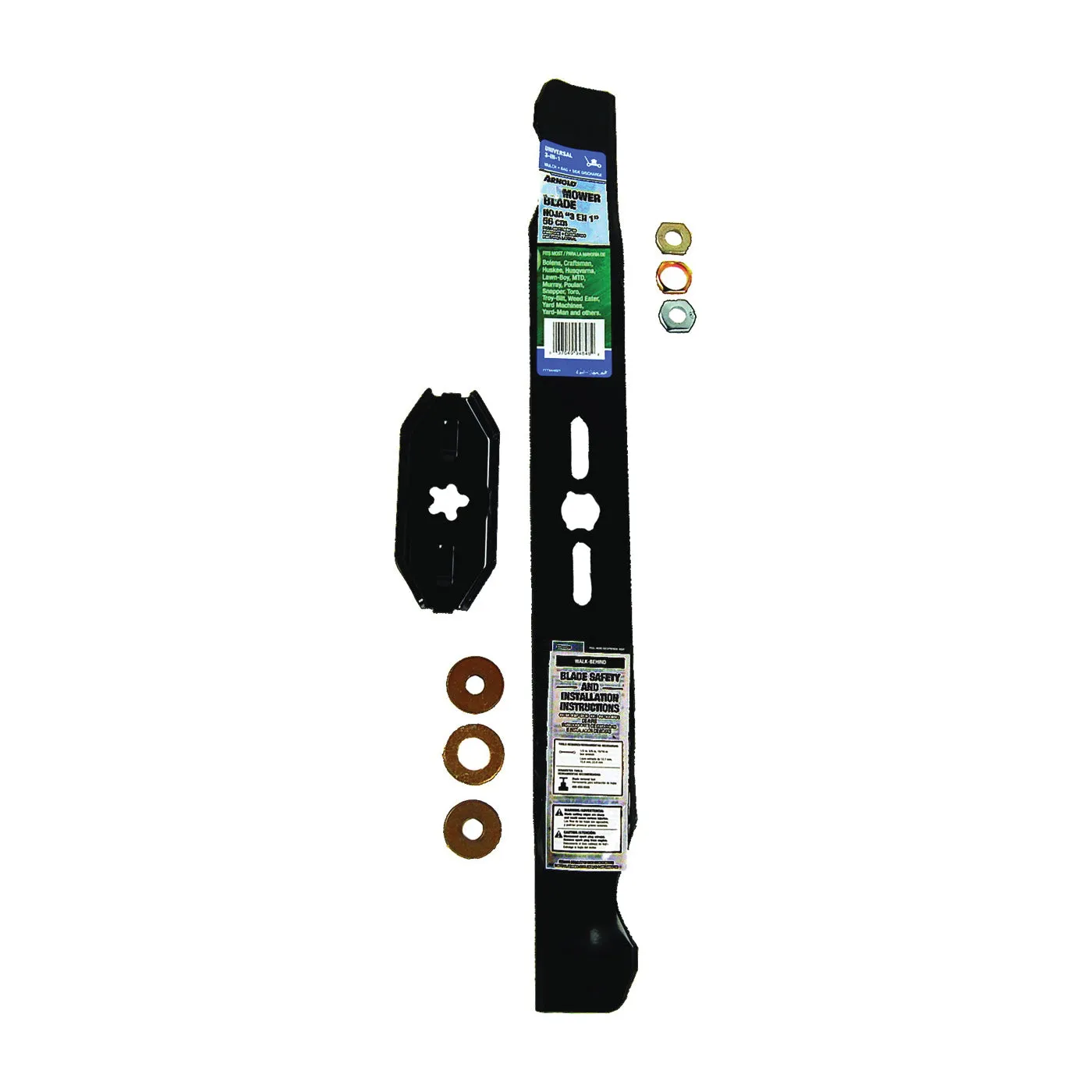 ARNOLD 490-100-0081 Lawn Mower Blade, 21 in L, 2-1/2 in W, Steel