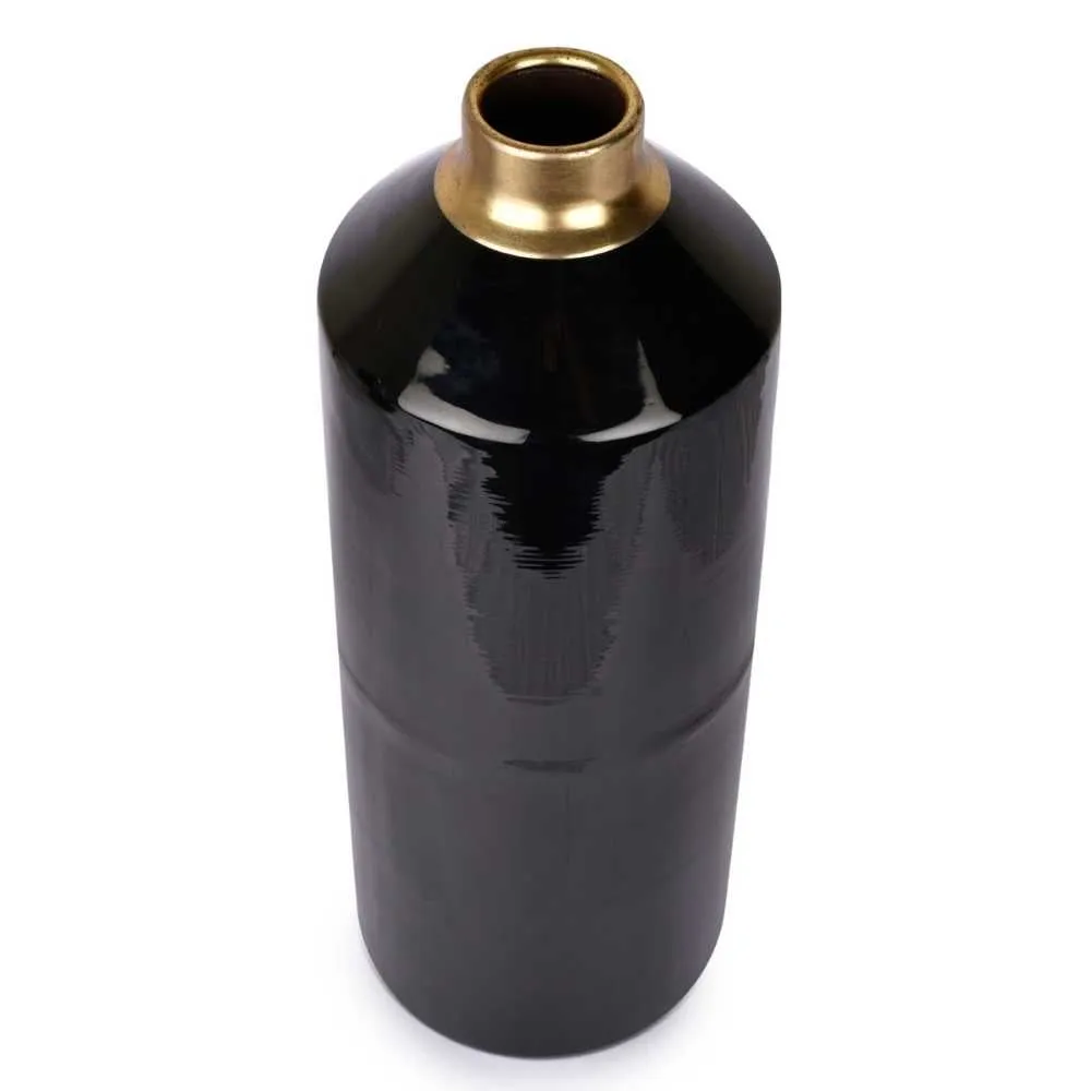 Black Metal Vase | Contemporary Table Accents | Centre Piece Decor | Set Of 2