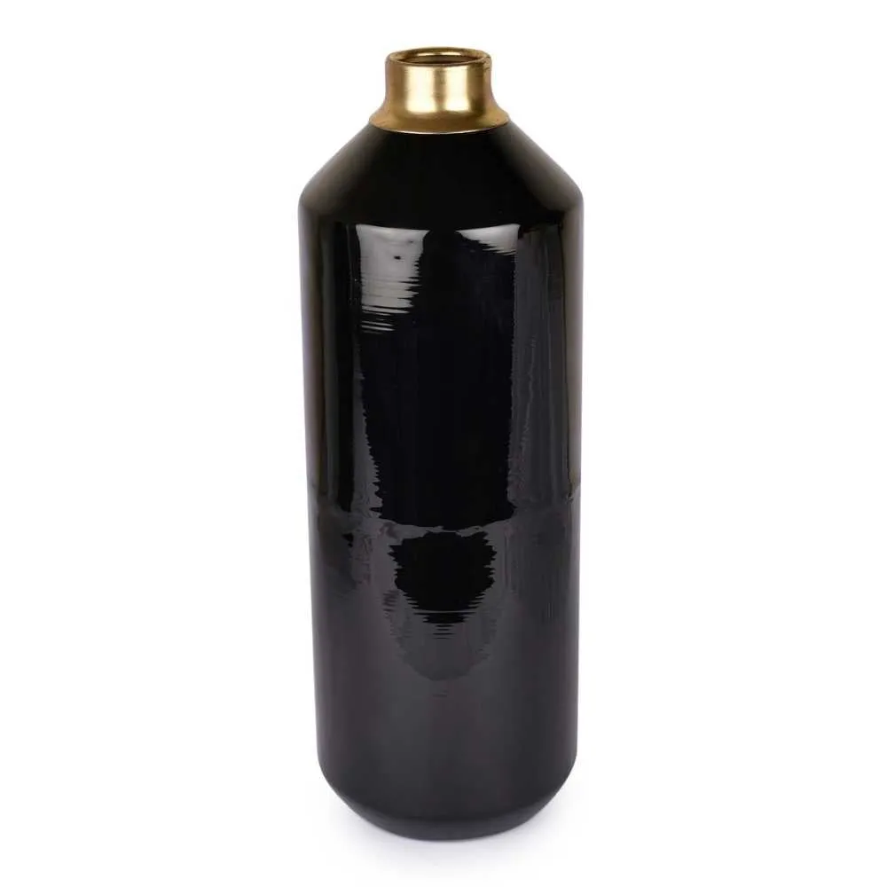 Black Metal Vase | Contemporary Table Accents | Centre Piece Decor | Set Of 2