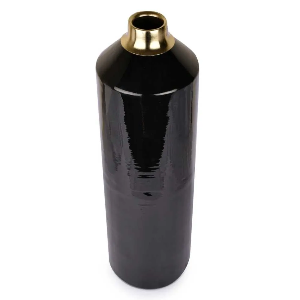 Black Metal Vase | Contemporary Table Accents | Centre Piece Decor | Set Of 2