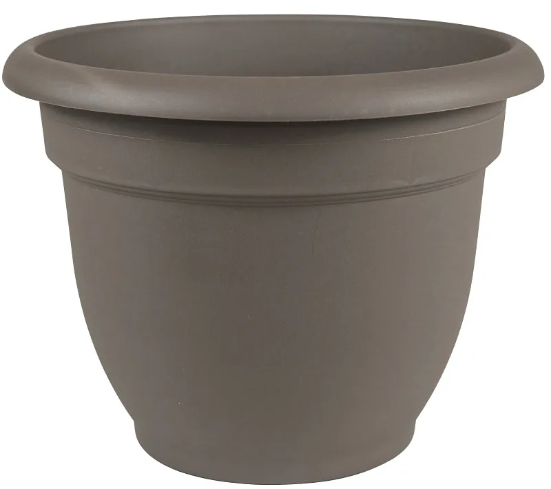 Bloem AP1260 Planter, 12 in Dia, 10.1 in H, 13 in W, Round, Plastic, Peppercorn :EA: QUANTITY: 1