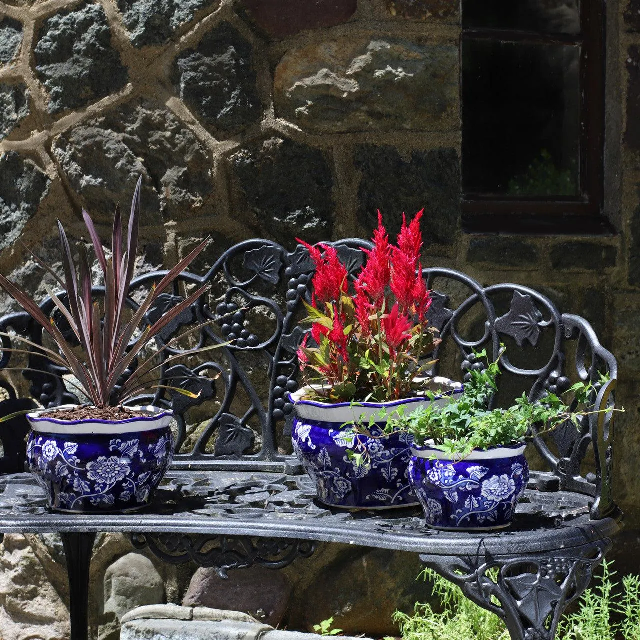 Blue and White Spring Garden Planter Set