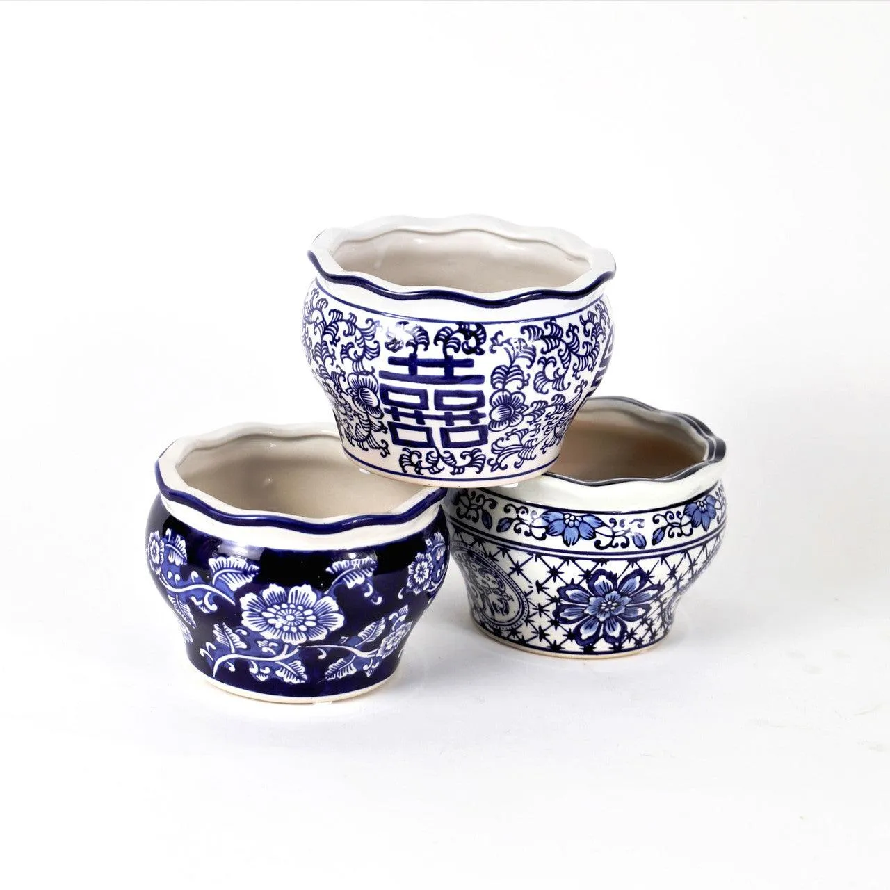 Blue and White Terrace Garden Planter Set
