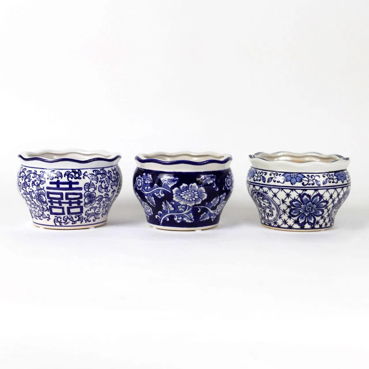 Blue and White Terrace Garden Planter Set