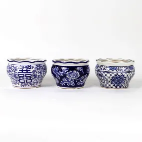 Blue and White Terrace Garden Planter Set