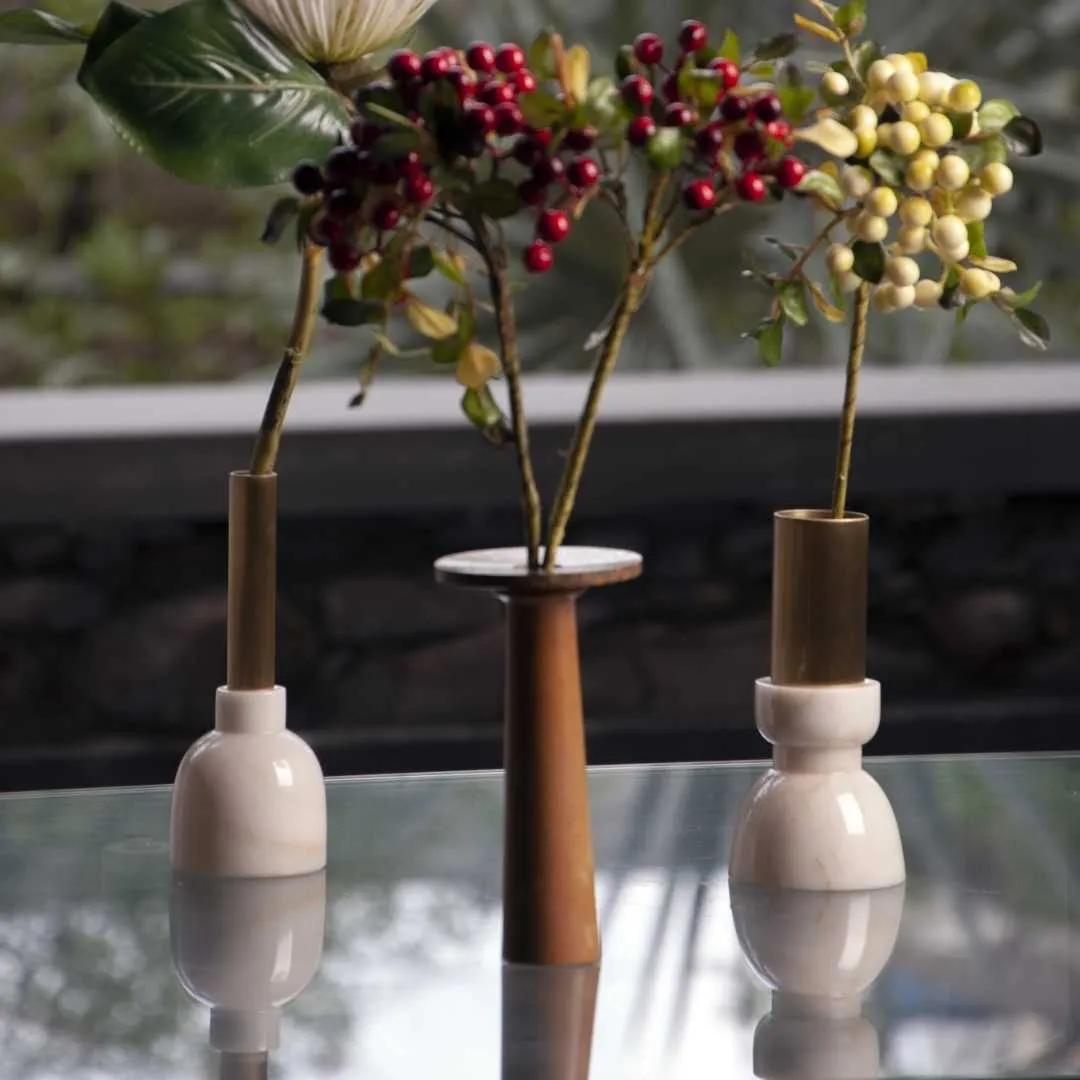 Bud Vase In Brass And Marble | Table Top Décor | Elegant | Sleek Design