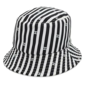 CHANEL Coco Beach Stripe Hat Size S White/Black Polyamide100%