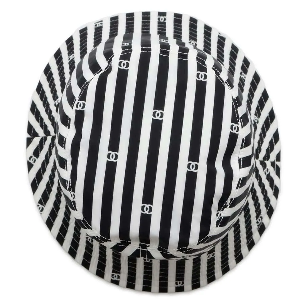 CHANEL Coco Beach Stripe Hat Size S White/Black Polyamide100%