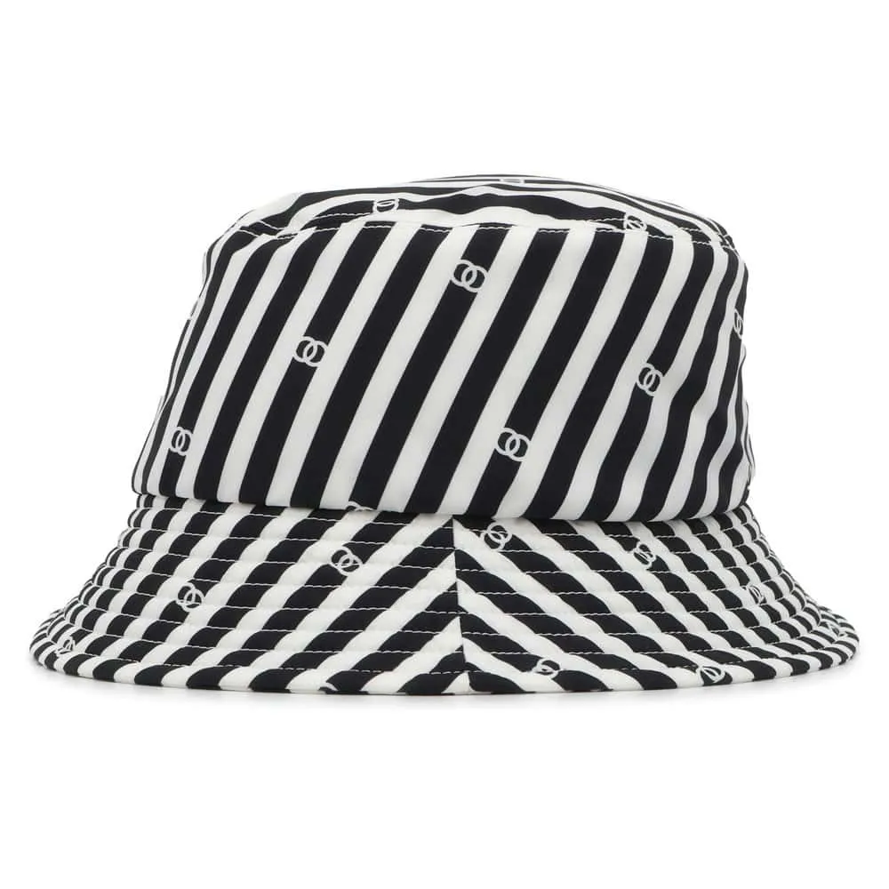 CHANEL Coco Beach Stripe Hat Size S White/Black Polyamide100%