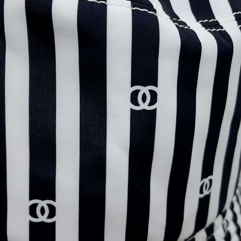 CHANEL Coco Beach Stripe Hat Size S White/Black Polyamide100%