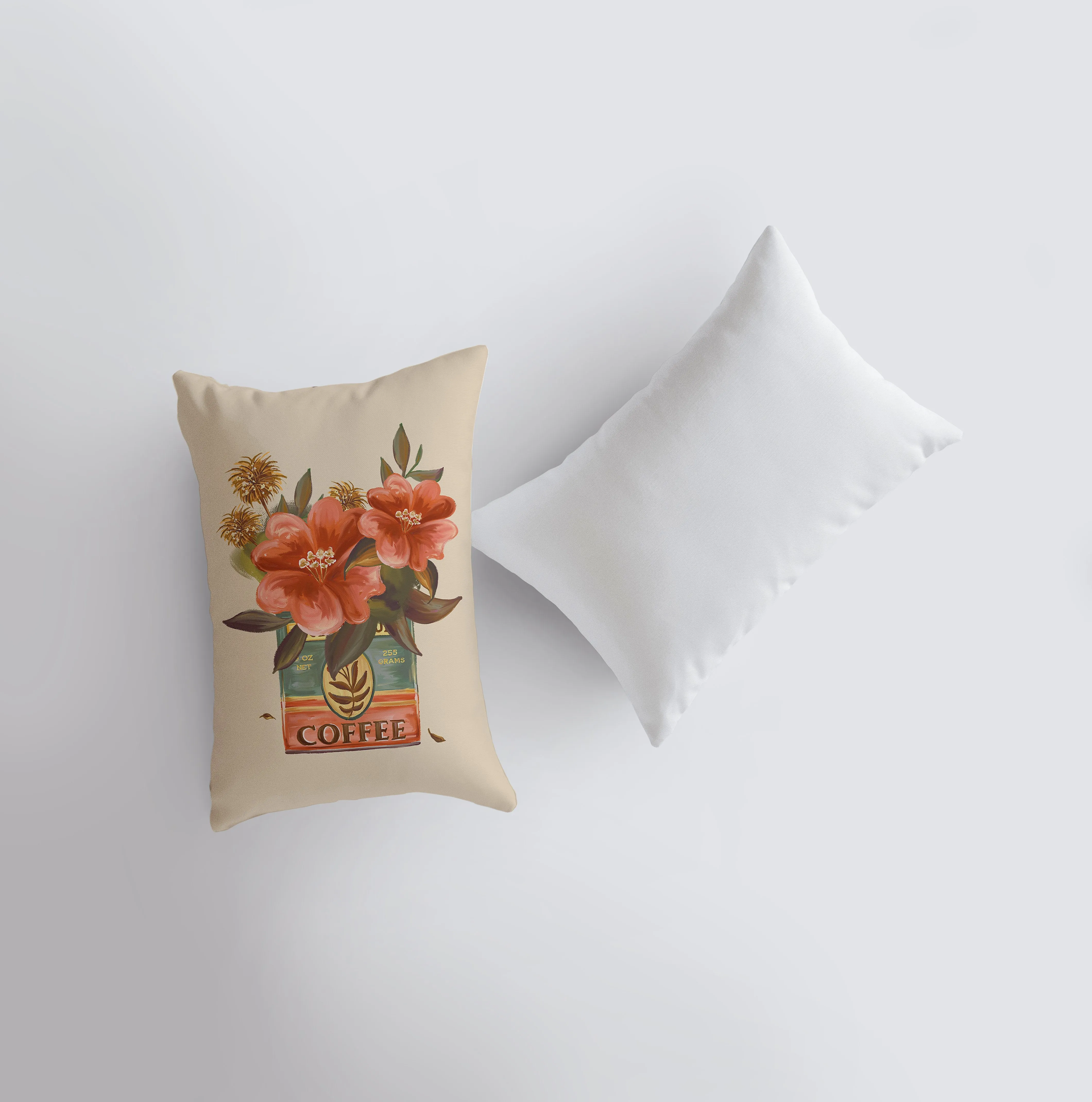 Coffee Tin Flowers | Floral Arrangement | 12x18 | Planters | Pillow Cover | Vintage | Throw Pillow | Throw Pillow Covers | Pillow | Gift
