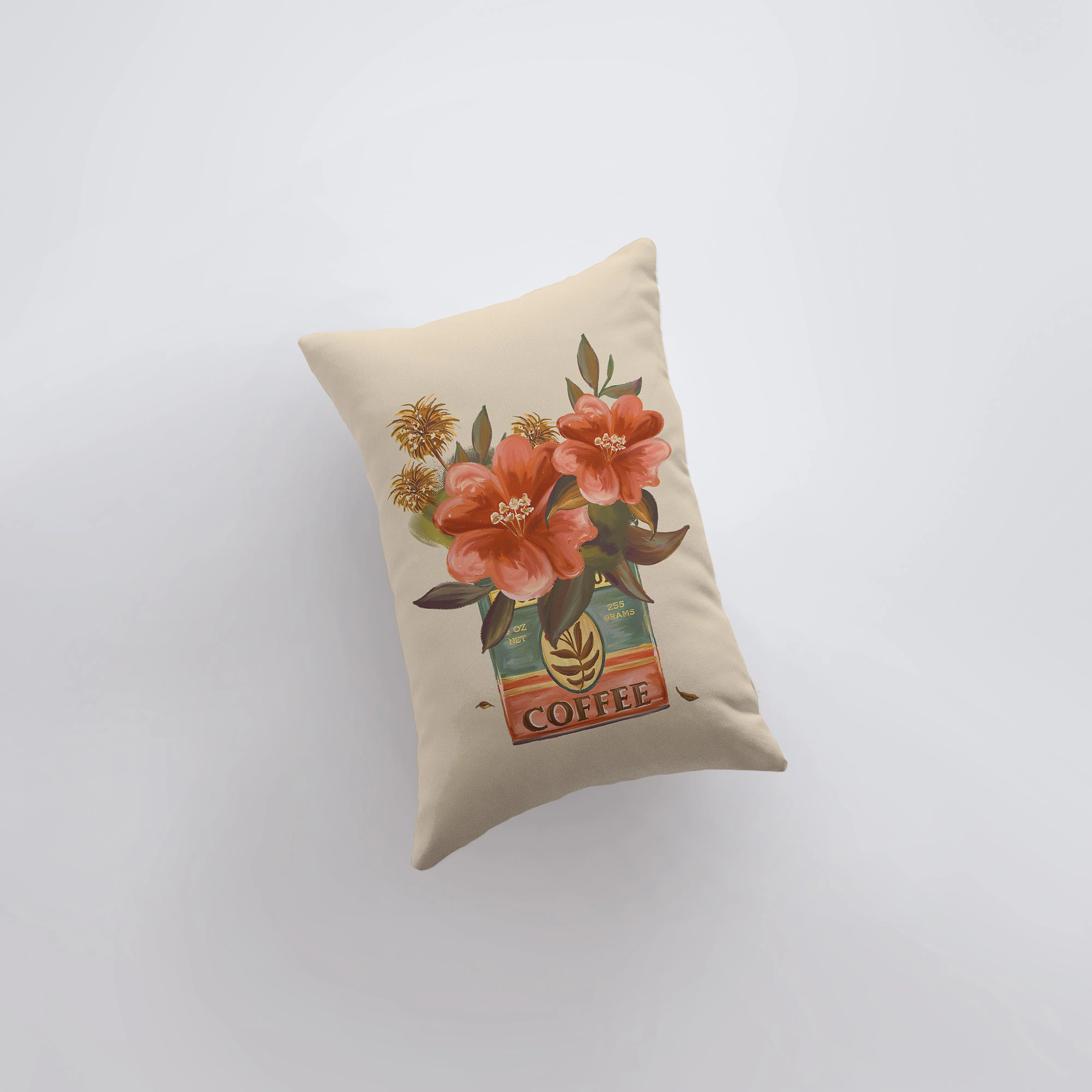 Coffee Tin Flowers | Floral Arrangement | 12x18 | Planters | Pillow Cover | Vintage | Throw Pillow | Throw Pillow Covers | Pillow | Gift