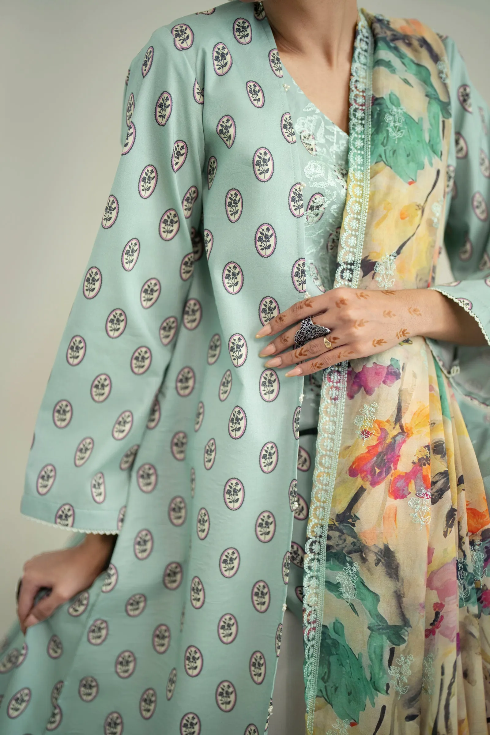 Cotton Lawn Digital Print Embroidery