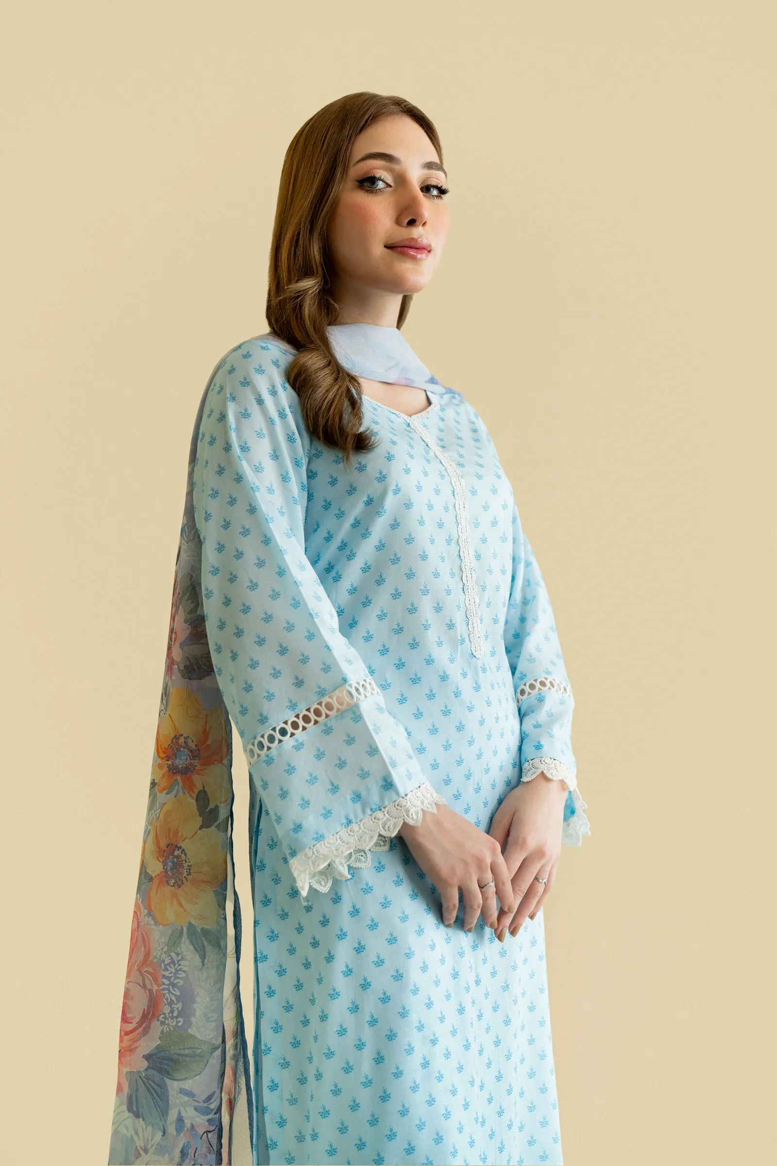 Cotton Lawn Digital Print Embroidery
