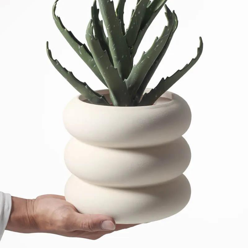 Donut - Plant Pot With Saucer In/Outdoor Beige