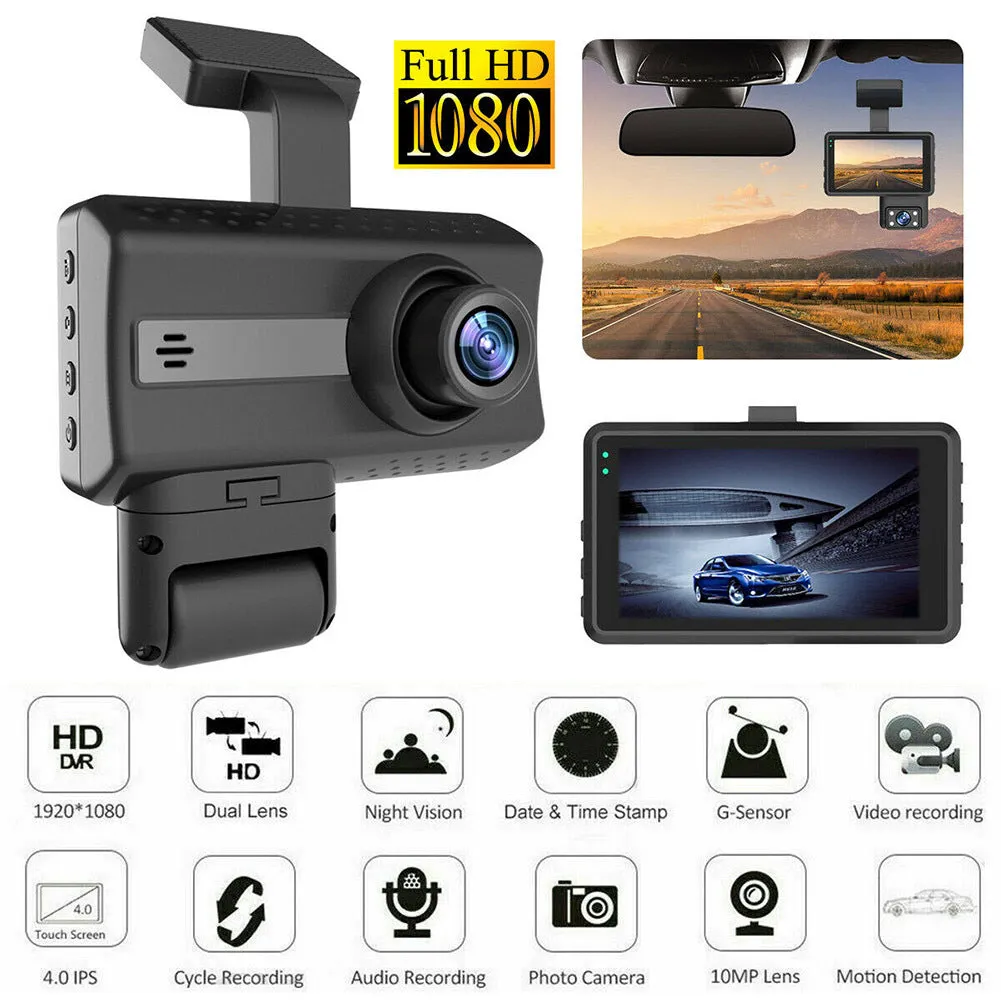 Dual Lens Car Dvr Dash Cam Video Recorder 3-inch HD Display