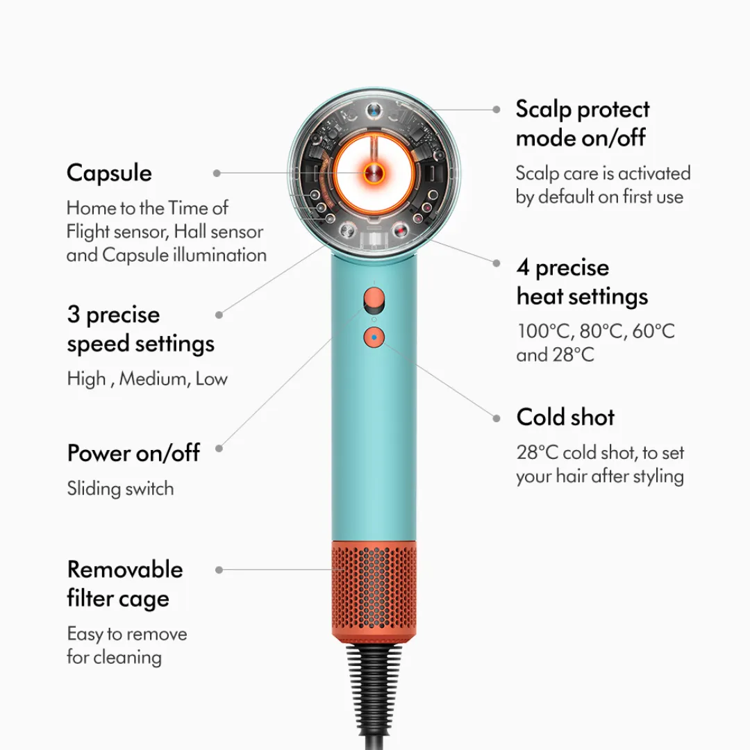 Dyson Supersonic Nural HD16 (Strawberry Bronze & Blush Pink) Five Intelligent Attachments with Presentation Case Hair Dryer