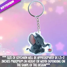 Elephant Watering Flower Acrylic Keychain