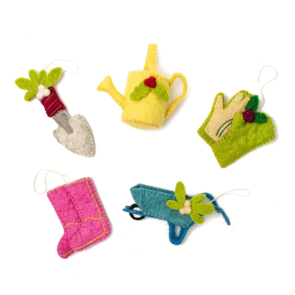 Felt Garden Tools Ornament set of 5