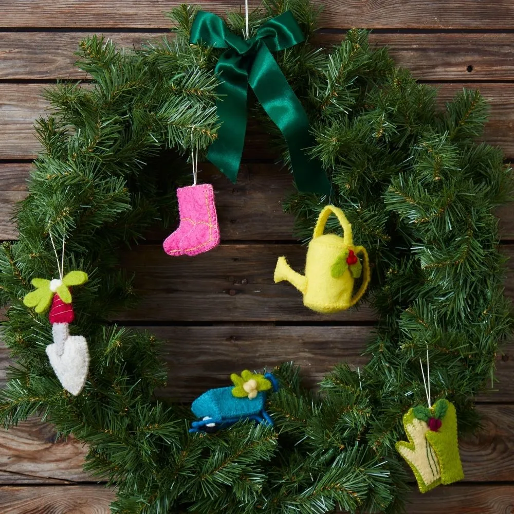 Felt Garden Tools Ornament set of 5