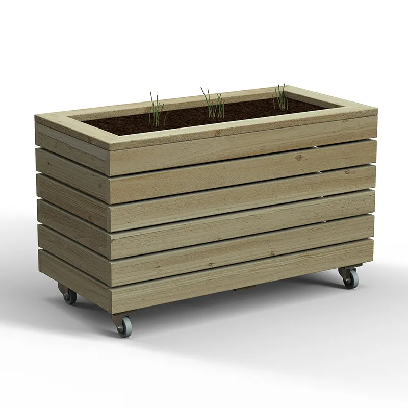 Forest Garden Linear Double Planter With Wheels