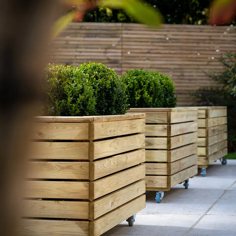 Forest Garden Linear Double Planter With Wheels