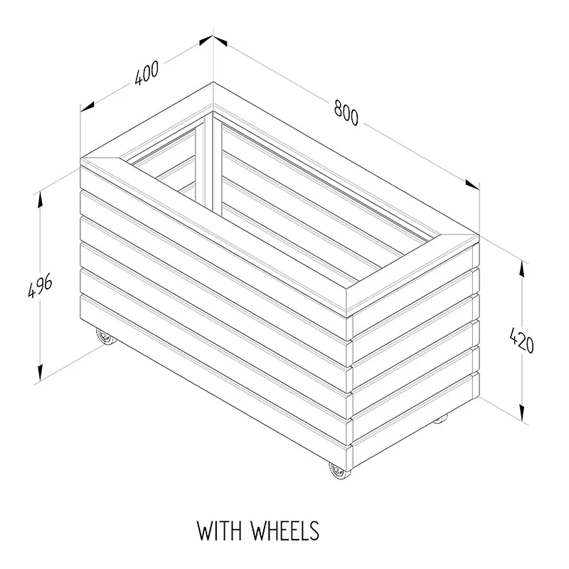 Forest Garden Linear Double Planter With Wheels