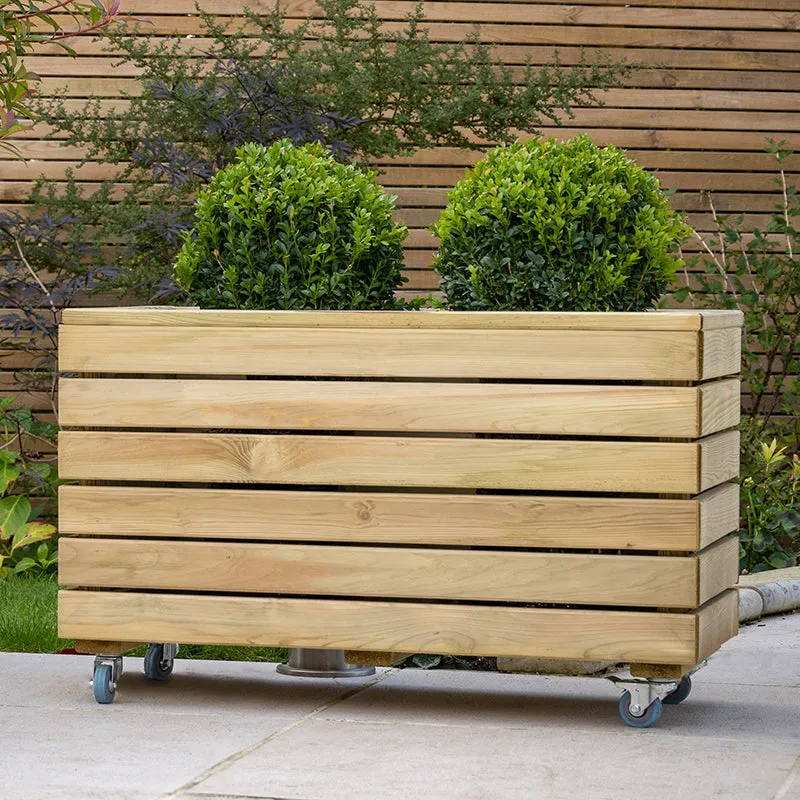 Forest Garden Linear Double Planter With Wheels