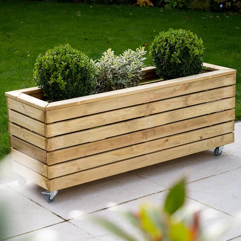 Forest Garden Linear Long Planter With Wheels
