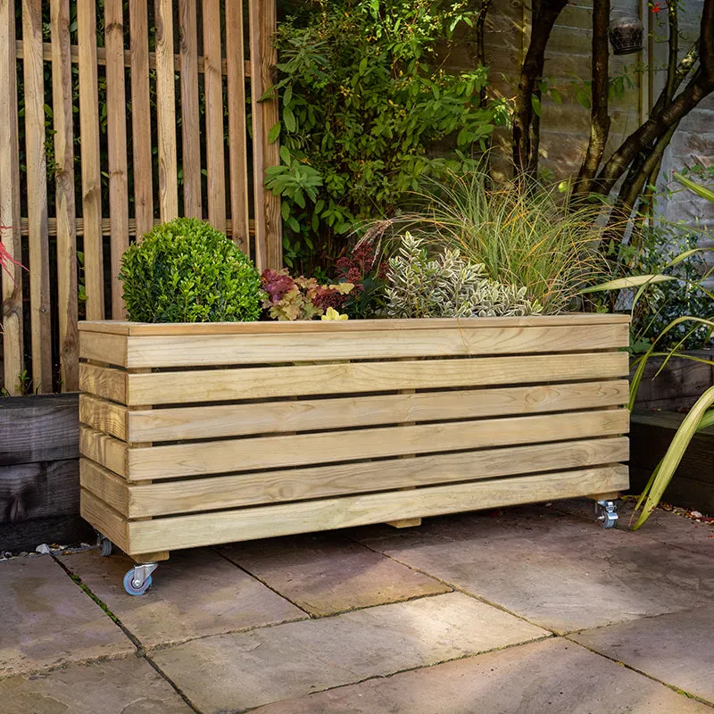 Forest Garden Linear Long Planter With Wheels
