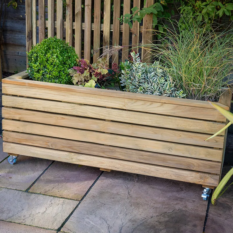 Forest Garden Linear Long Planter With Wheels