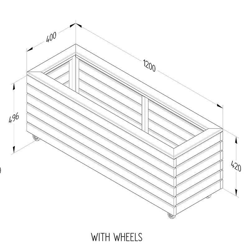Forest Garden Linear Long Planter With Wheels