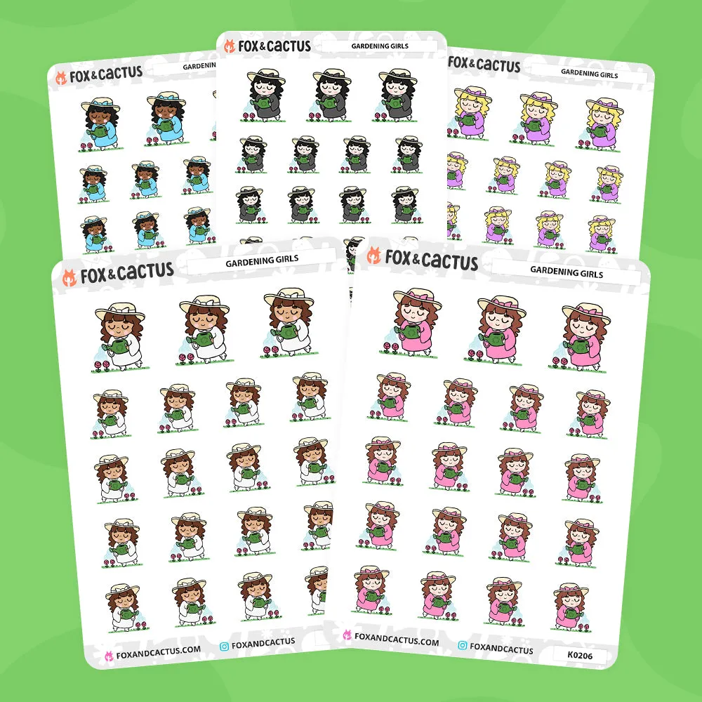 Gardening Kawaii Girl Stickers