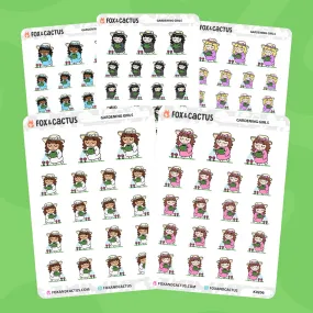 Gardening Kawaii Girl Stickers