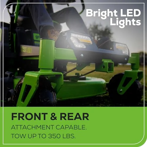 Greenworks 60V 42” Cordless Electric CrossoverZ Zero Turn Riding Mower, (4) 8.0Ah Batteries and (2) Dual Port Turbo Chargers