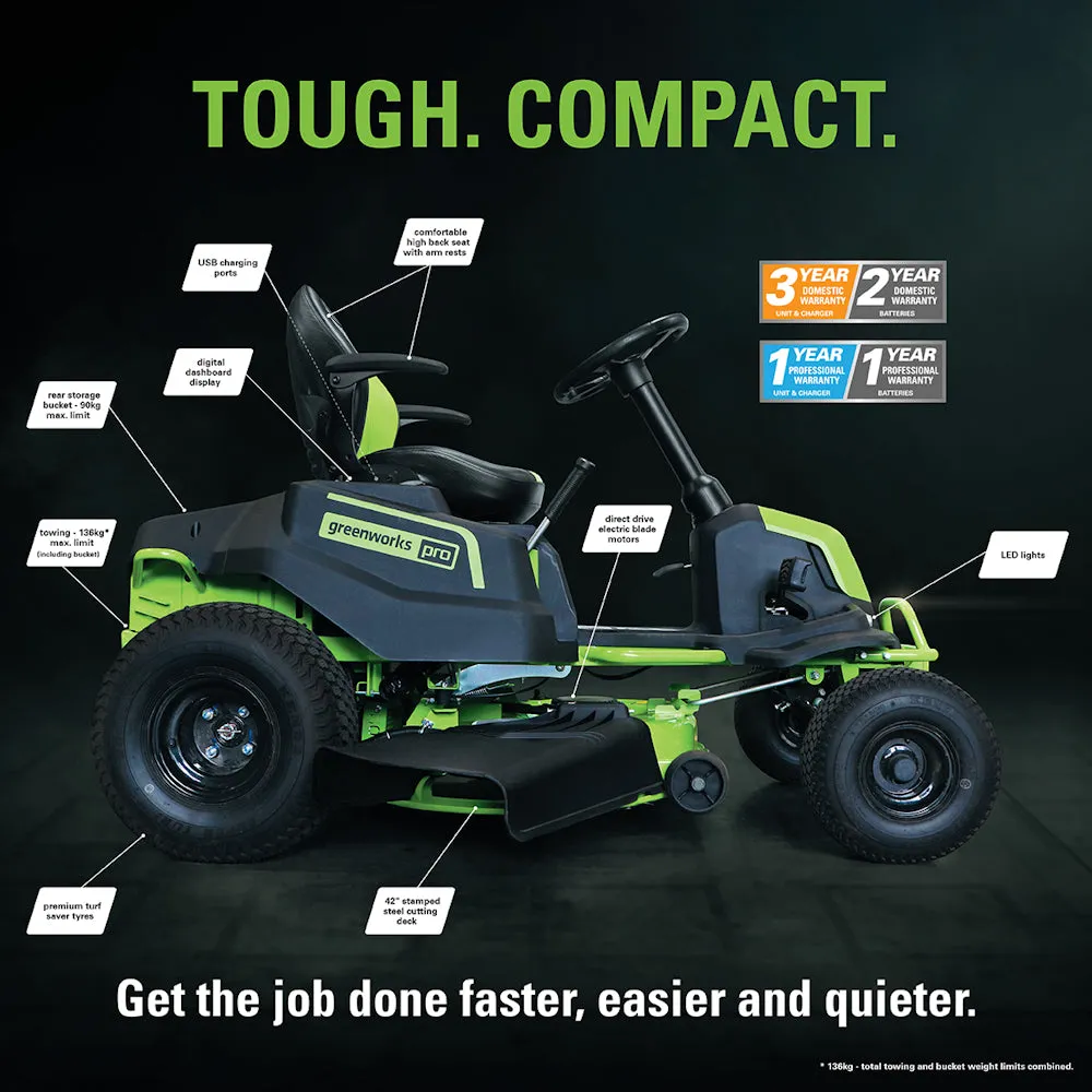 Greenworks 60v Battery Pro 42” Ride-On Mower