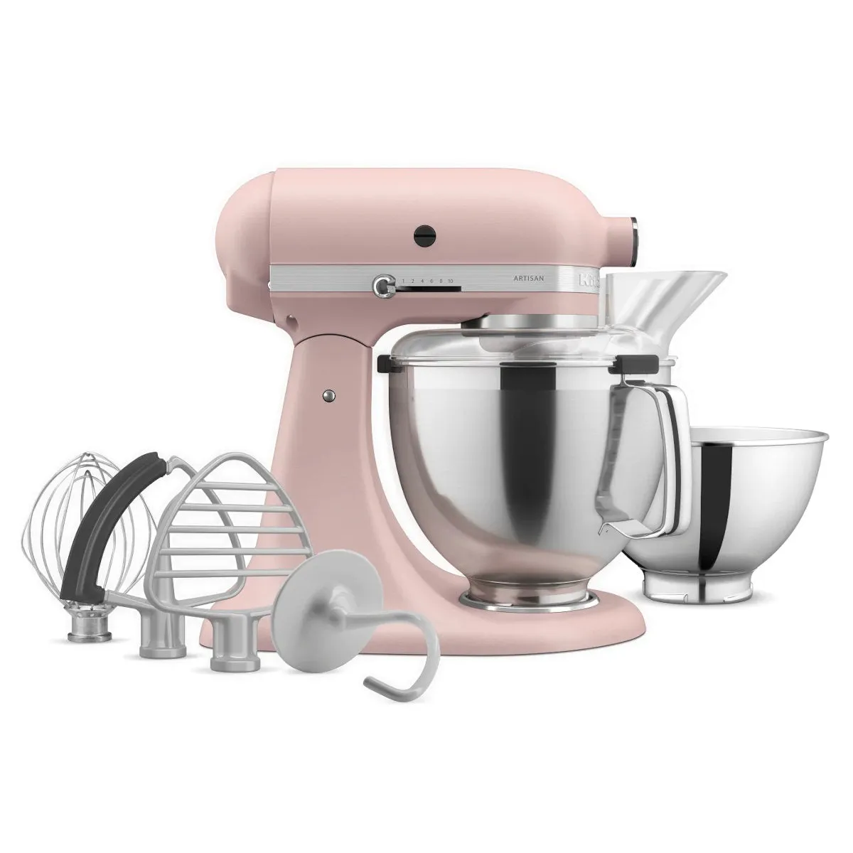 KitchenAid KSM195 Artisan Series Tilt-Head Stand Mixer with Premium Accessory Feathered Pink 4.8L