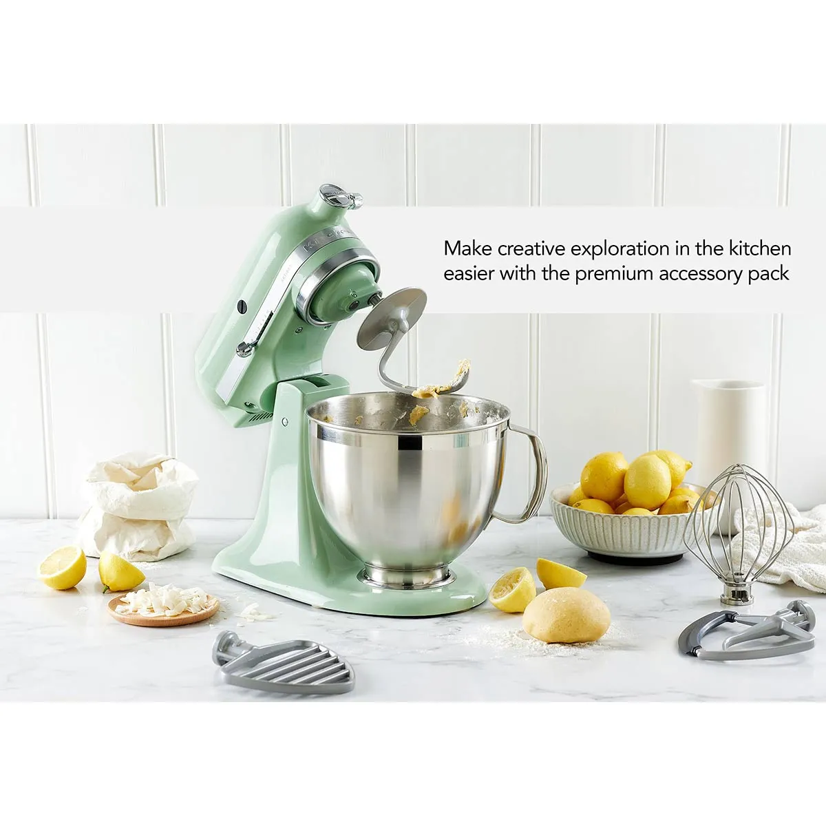 KitchenAid KSM195 Artisan Series Tilt-Head Stand Mixer with Premium Accessory Pistachio 4.8L
