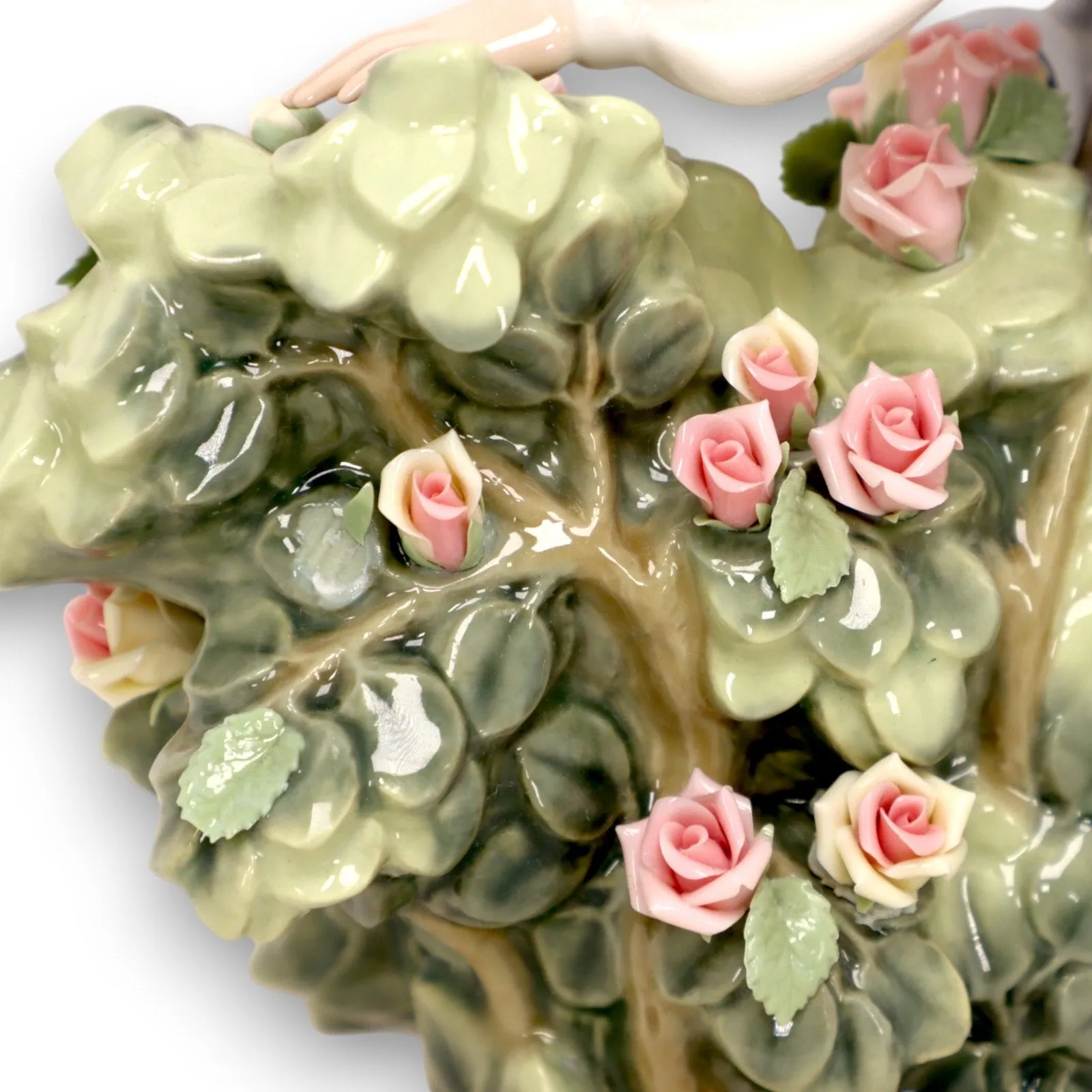 Lladro 1354 Dutch Girl Watering Pink Rose Bush Retired Vintage Gloss Spain