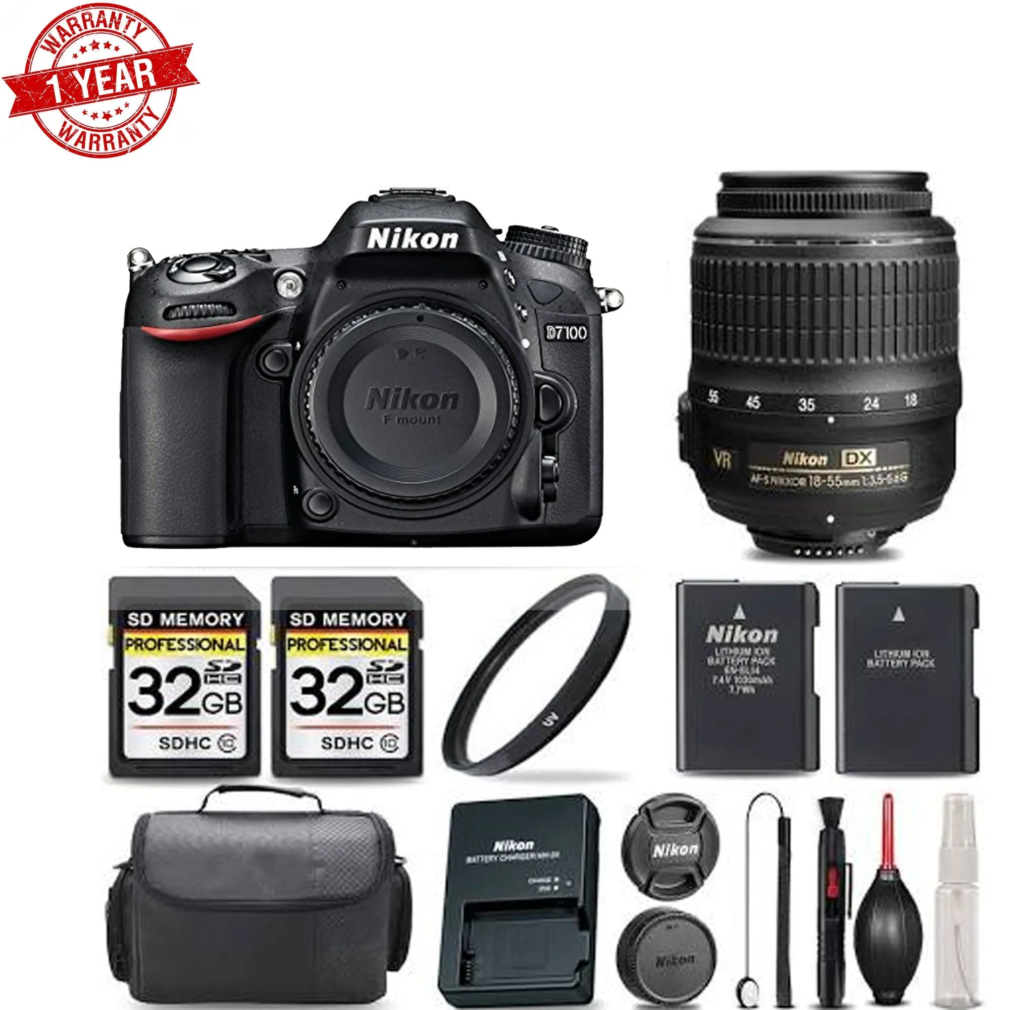 Nikon D7100 Digital SLR Camera 24.1MP with 18-55mm VR   Ultra Savings Bundle! NIKD71001855KKA
