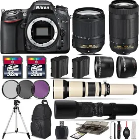 Nikon D7100 DSLR Camera   Nikon 18-55mm VR   70-300mm VR   500mm   Flash - 64GB Kit, Black