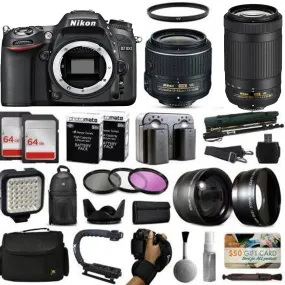 Nikon D7100 DSLR Digital Camera with 18-55mm VR II   70-300mm Ed VR Lens   128GB Memory   2 Batteries   Charger   LED Video Light   Backpack