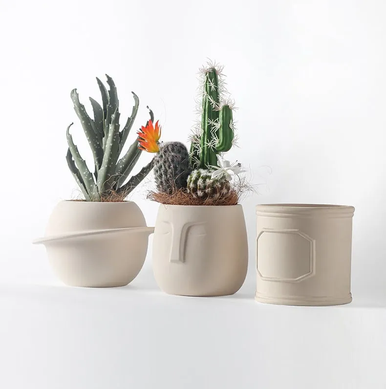 Pandora Set of 3 - Handmade Plant Pots In/Outdoor Beige