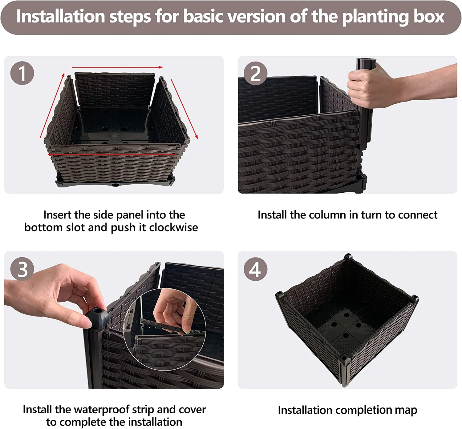 Planter Boxes Raised Self Watering Planters Outdoor Raised Garden Bed Herb Planters for Outdoor Plants Garden Boxes Outdoor Raised Resin Elevated Planter Box