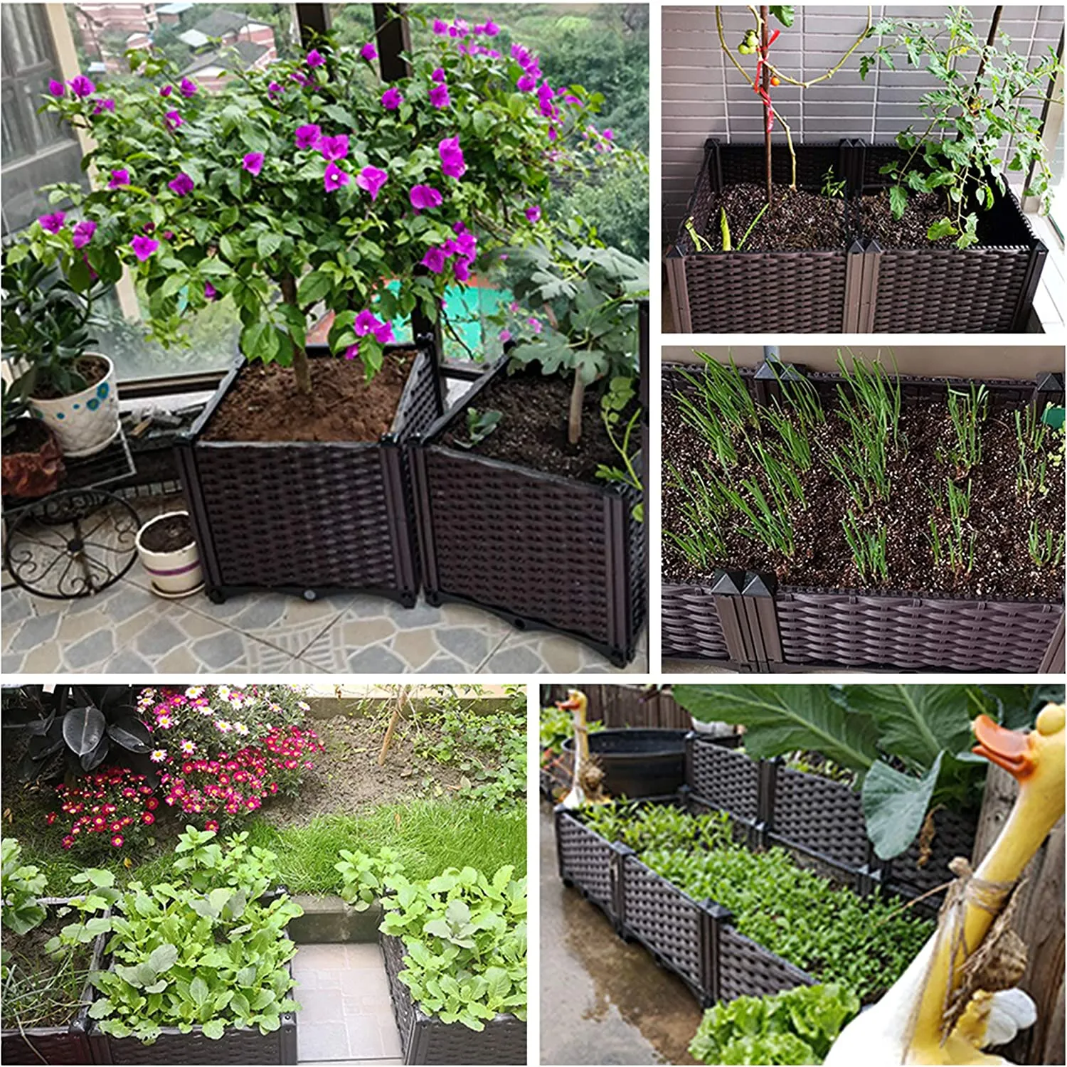 Planter Boxes Raised Self Watering Planters Outdoor Raised Garden Bed Herb Planters for Outdoor Plants Garden Boxes Outdoor Raised Resin Elevated Planter Box